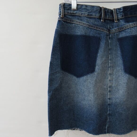 Zara TRF IX'D Makers Womens Size Small Denim Upcycled Distressed Jean Skirt - Picture 10 of 15